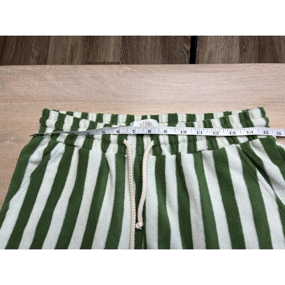 Alice Pearl Weekend Shorts Terrycloth Green Stripes Size Large - Picture 7 of 7